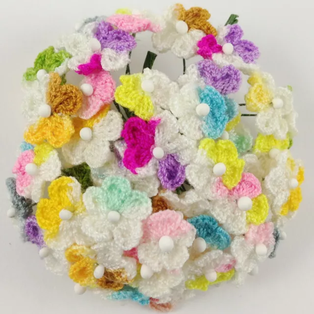 50 Crochet Flowers scrapbook wedding card home decor doll craft supply FCR1-429