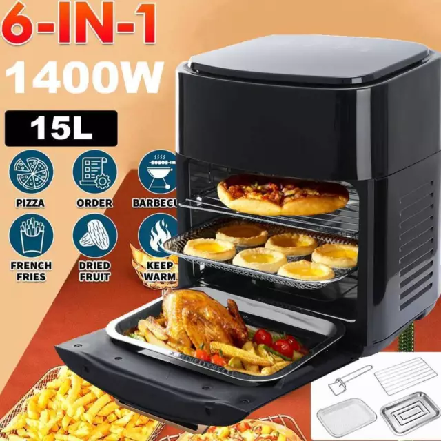 15L Air Fryer Digital Oven Preheat Oil Free Healthy Frying Food Cooker 3 Tiers