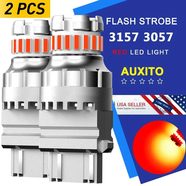 Strobe 3157 3057 LED Bulbs for Vehicle Auto/Cars Brake Tail Lights Pure Red E11