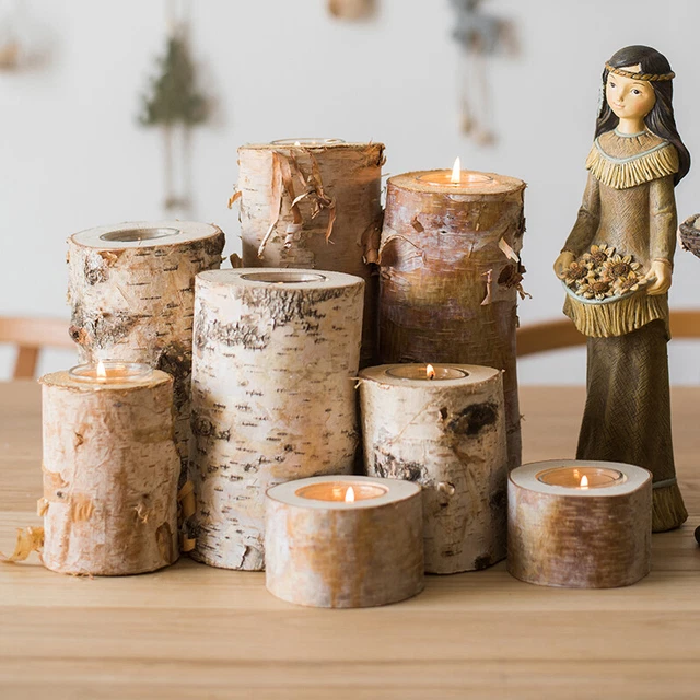 Birch Candlestick Natural Trunk Tabletop Floor Party Wedding Setup