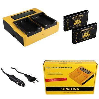 2x Batterie Patona + Chargeur 4in1 Dual LCD pour Toshiba Camileo P30,Pro,Pro HD