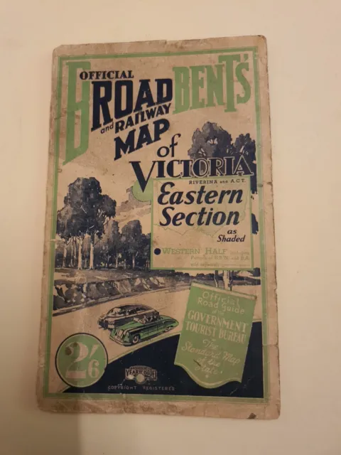 Old Official Broadbent's Road And Railway Map Of Victoria