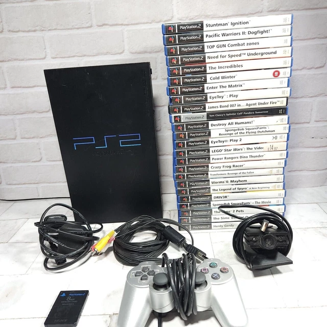 SONY SCPH 70004 PLAYSTATION 2 Console Charcoal Black with 2 games