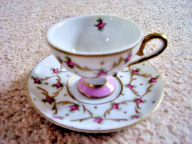 Collectable Past Times England porcelain miniature cup and saucer - ornament