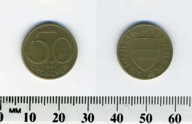 Austria 1982 - 50 Groschen Aluminum-Bronze Coin - Austrian Shield