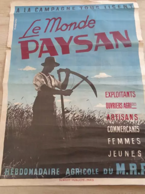 Affiche Ancienne Agricole Le Monde Paysan