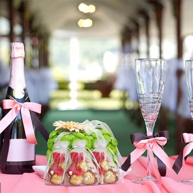 Bolsas Regalo Organza Blanca E 100 Piezas Bolsas Dulces Para Joyería Fiesta Boda