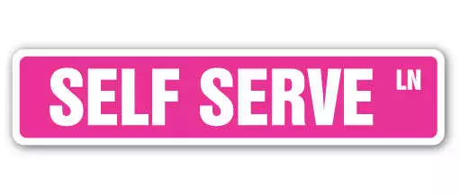 SELF SERVE Street Sign Metal Plastic Decal buffet food yogurt ice cream