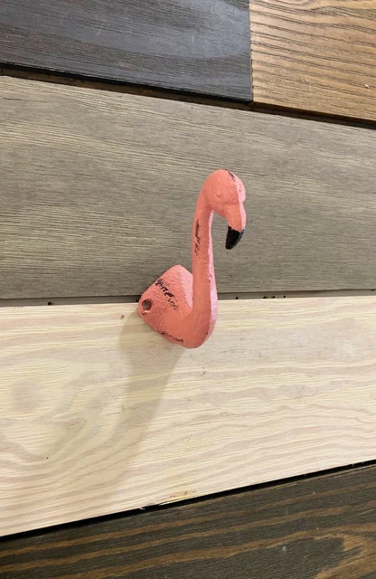 Antique Cast Iron Wall Hooks Flamingo Nautical Coat Hat Towel Hangings Vintage 2