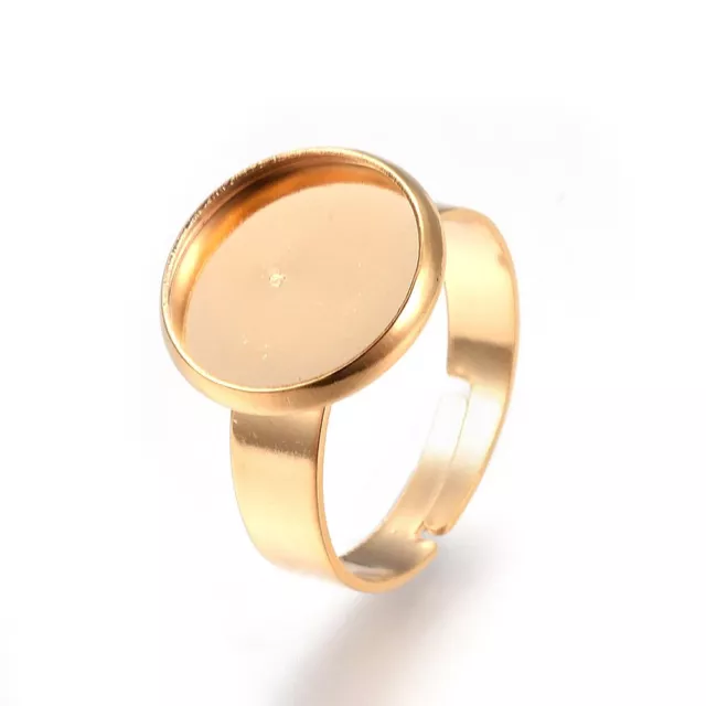 Anillos para dedos de acero inoxidable ajustables dorados componentes almohadilla anillo base hallazgos