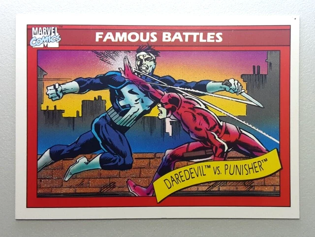 1990 Impel Marvel Universe CARD 110 FAMOUS BATTLES DAREDEVIL VS PUNISHER