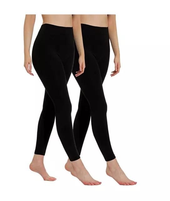 Damen Damen volle Länge schlicht weiche Thermo-Leggings SCHWARZ - (X-Large)