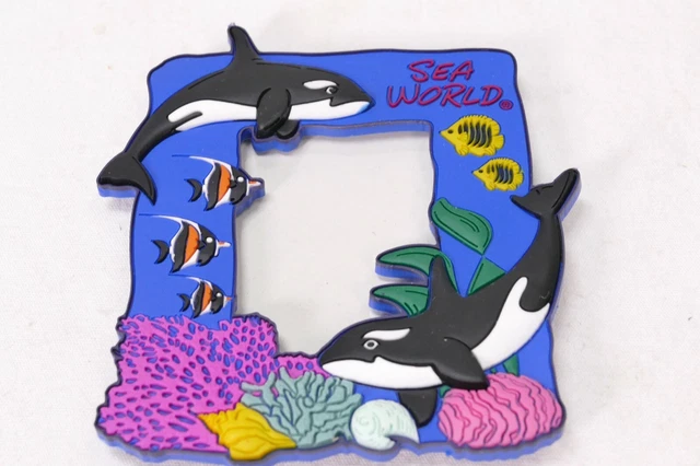 Sea World Dolphins Orlando 3D Vinyl Picture Frame SeaWorld Photo Frame NOS