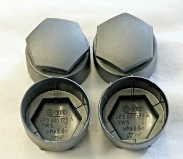 GENUINE AUDI A1 A3 A4 A5 A6 Q5 ALLOY WHEEL LOCKING NUT BOLT COVERS CAPS x4 GREY