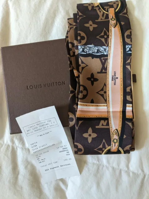NEW LOUIS VUITTON Silk Scarf monogram bandeau with receipt twilly $270.00 -  PicClick