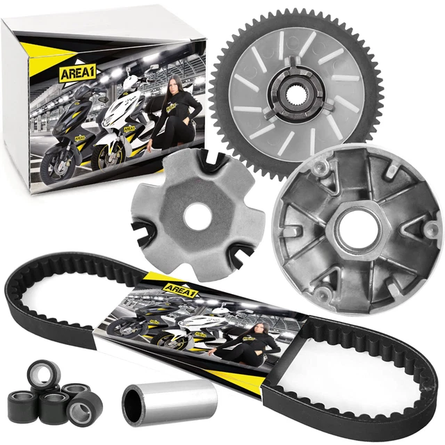Kit Variateur Complet Area1 Pour Scooter 50cc 4 Temps (GY6) - Courroie 729x17.7x30 Incluse - Compatible Nombreux Modèles - 7