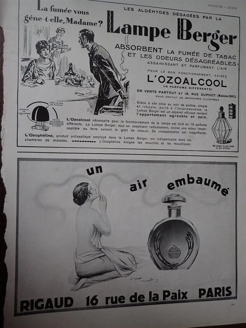 Publicité Originale 1934 Lampe Berger Ozoalcool Papier Presse Noir Et Blanc