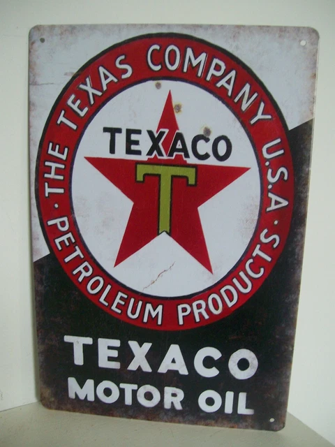 Vintage Retro Design Texaco Motor Oil Petroleum Products Tin Sign Garage Mancave