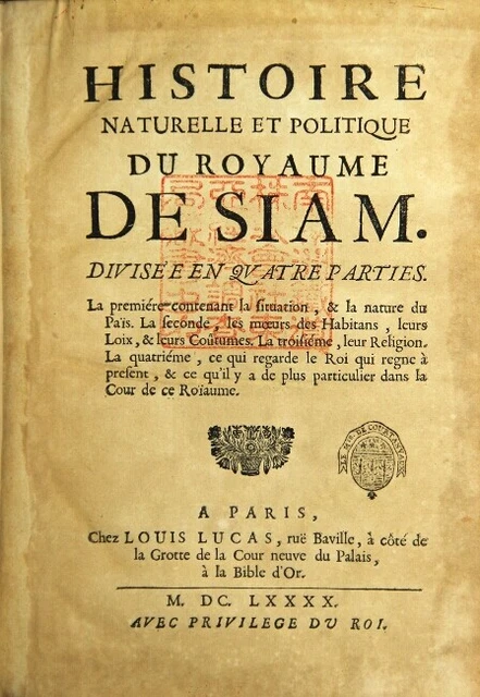 Nicolas Gervaise / Histoire naturelle et politique du royaume de Siam 1690