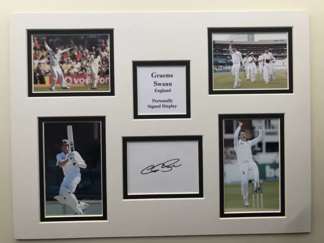 England Cricket Graeme Swann Signed 16" X 12" Double Mounted Display