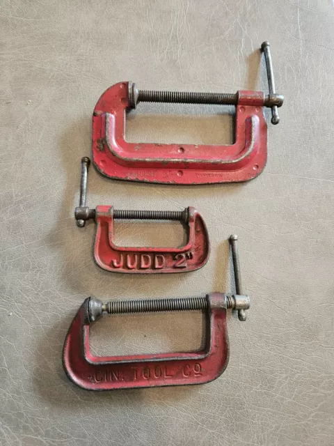 Mixed Vintage lot of 3 C Clamps  2” Judd 3" Judd 3" Cinn Tool all  Made in USA !