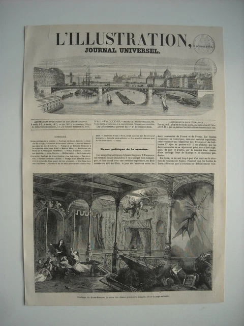 Gravure 1861. Naufrage Du Great-Eastern, Au Large Du Cap Clear. Salon Des Dames.