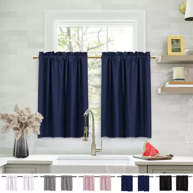 Blackout Short Curtains Kitchen Window Curtain Thermal Bedroom Panel Drapes Home