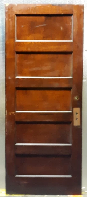 32"x83" Antique Vintage Interior SOLID Wood Wooden Interior Door 5 Panels