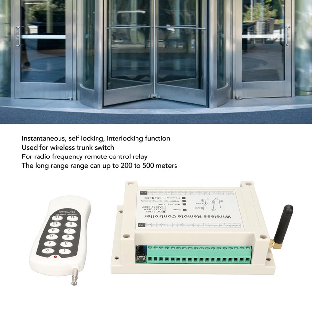Wireless Remote Control System 12 Channel RF 10A Relay Receiver With 433MHZ BST