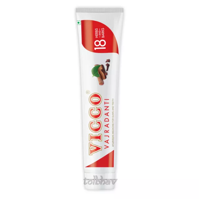 3 X 200g Vicco Vajradanti Ayurvédique Herbal Toothpaste pour Fort Dents & Gommes 2