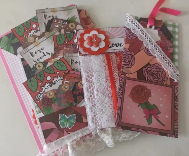 Handmade Rose Love Ephemera Pack, scrapbook photo album, notebook, junk journal