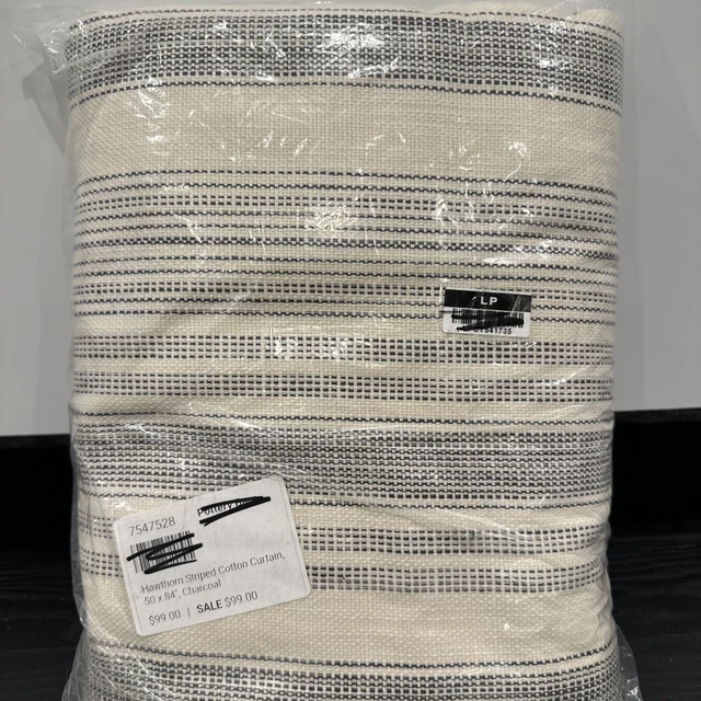 Pottery Barn Hawthorn Striped Cotton Lined Drape Panel Charcoal 50x 84" Pottery Barn Hawthorn Striped Cotton Lined Drape Panel Charcoal 50x 84"