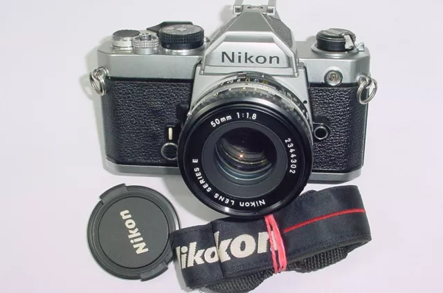 Nikon FM 35mm Film SLR Manual Camera with Nikon 50mm F/1.8 Series E Lens