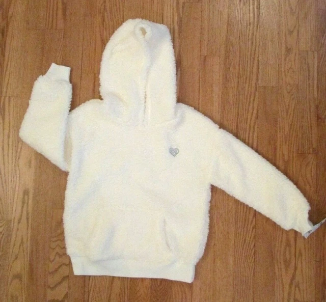 OshKosh Girls Faux Fur Fleece Pullover Hoodie Kangaroo Pocket +Ear Muffs NEW