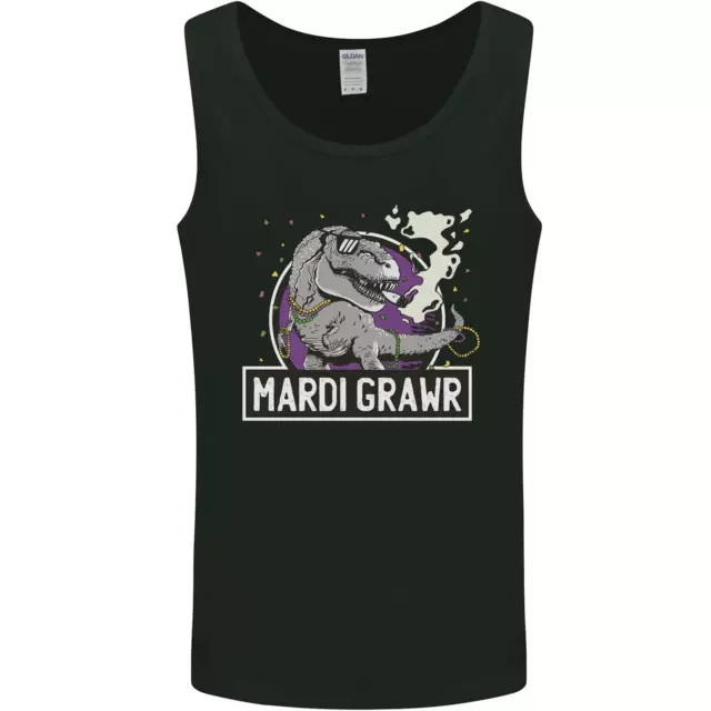 Funny T-Rex Mardi Gras Grawr Dinosaur Mens Vest Tank Top