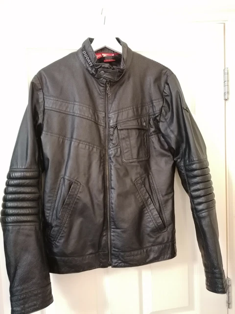 PUMA DUCATI LEATHER Biker Motorcycle Jacket Black Small mens