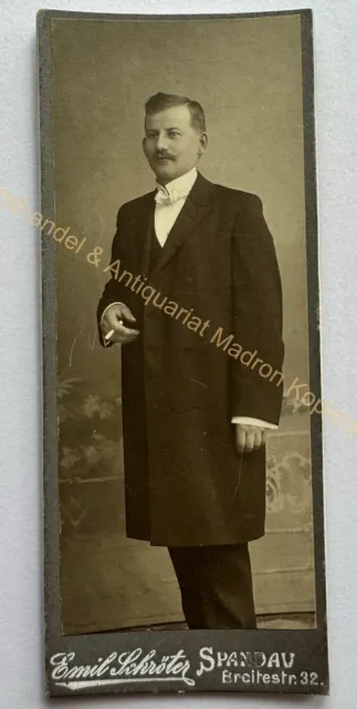 orig. CDV Foto Fotografie Bild alt Herr Mann Mode um 1890 Spandau Rauchen