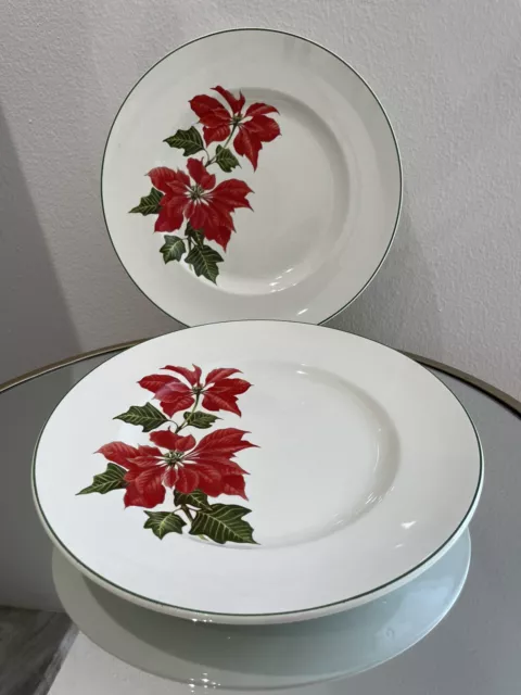 Cuthbertson Poinsettia Vintage Holiday/ Christmas 10” Dinner Plates Set of 2