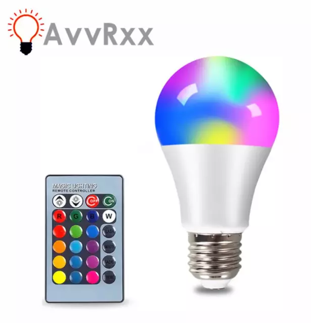 Ampoule LED RGB E27, AC 85-265V, lampe intelligente avec télécommande IR, RGBW,