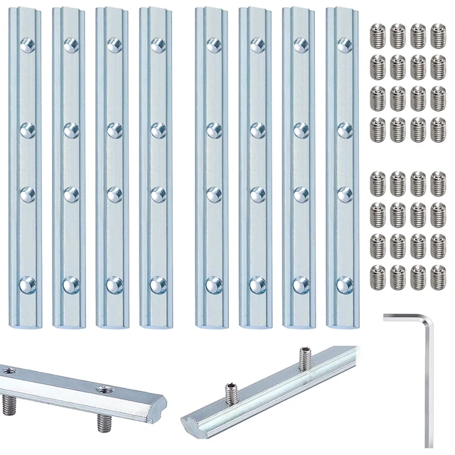 4 Connettori Lineari Per Profili Alluminio Serie 4040 – Acciaio Carbonio Con 16 Viti M5 E Chiave, Per CNC E Stampanti 3D