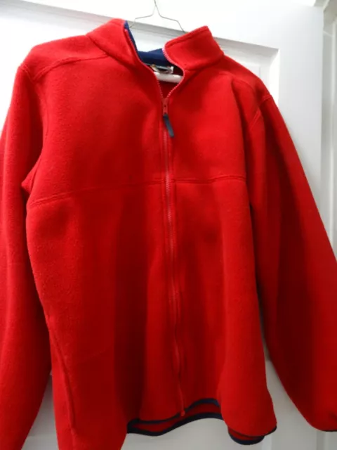 KIDS XL, 18 LL Bean Fleece Jacket, Zip Up Red w/ Blue Trim, Very Good ...