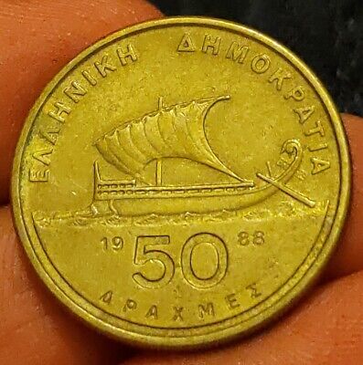 GREECE 50 DRACHMA 1988 free UK post Kayihan coins T93