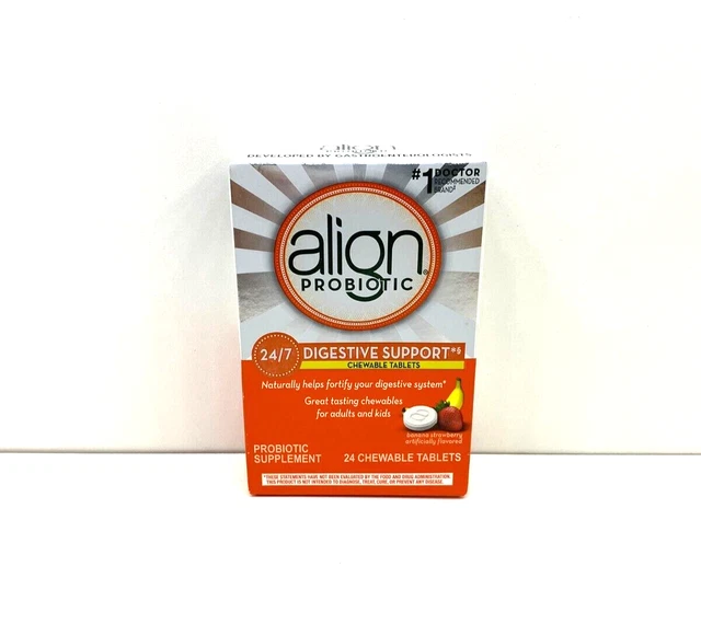 NEW ALIGN 24/7 Digestive Support Probiotic Supplement Chewable Tablets
