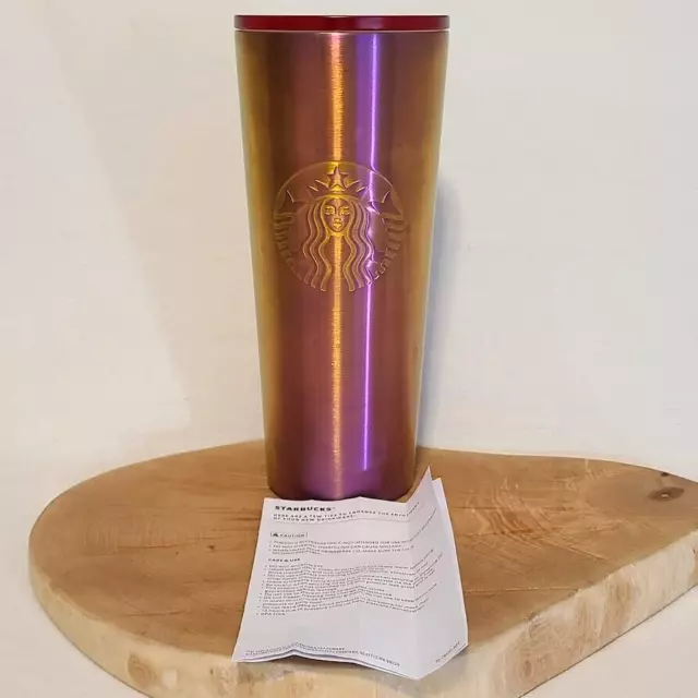 Starbucks Iridescent Oil Slick Stainless Steel Cold Cup Tumbler 24 oz - NO STRAW