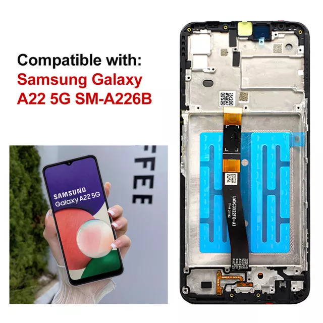 LCD Display For Samsung Galaxy A22 5G Touch Screen Digitizer Glass + Frame