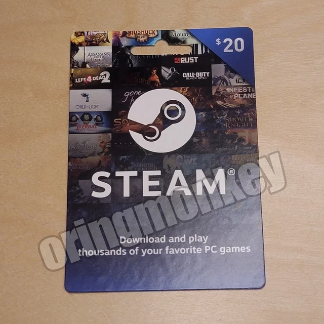 STEAM GIFT CARD w/Receipt $20 Steam Wallet Free Shipping (Physical) $52 ...