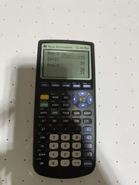 Texas Instruments TI-83 Plus Graphing Calculator With Case Cover tested used