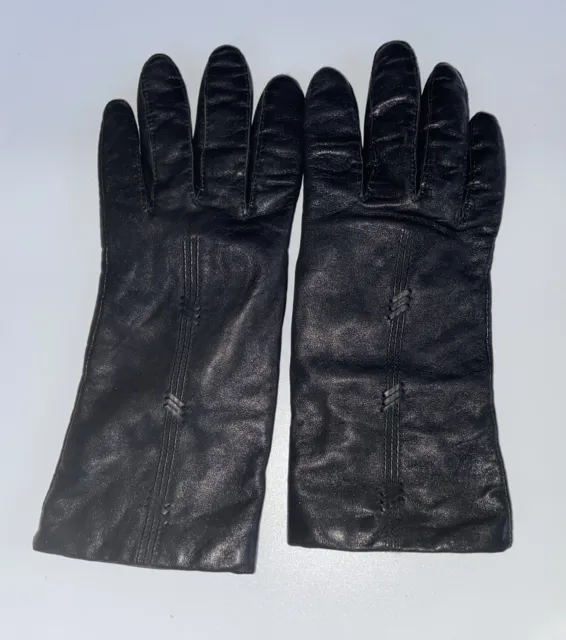 Fownes Black Genuine Leather Gloves Size 8