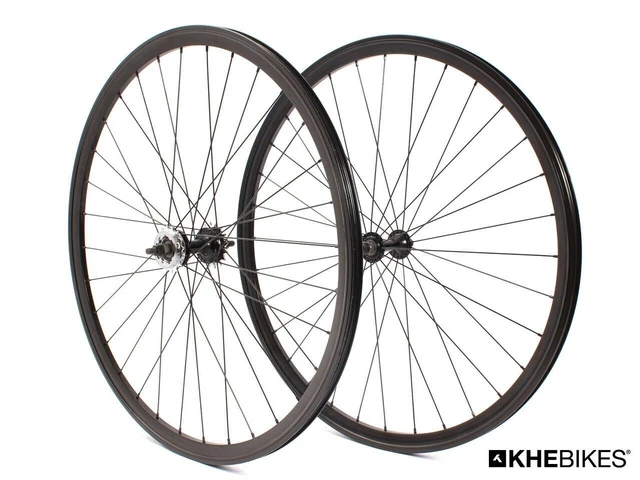 KHE Fixie Set Ruote Bicicletta 700c 28 " Pollici Doppelkammerfelge 32 Foro Nero