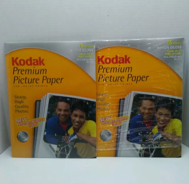 Lot of (2) Kodak Premium Picture Paper High Gloss 8 1/2x 11in. 15 sheets-New